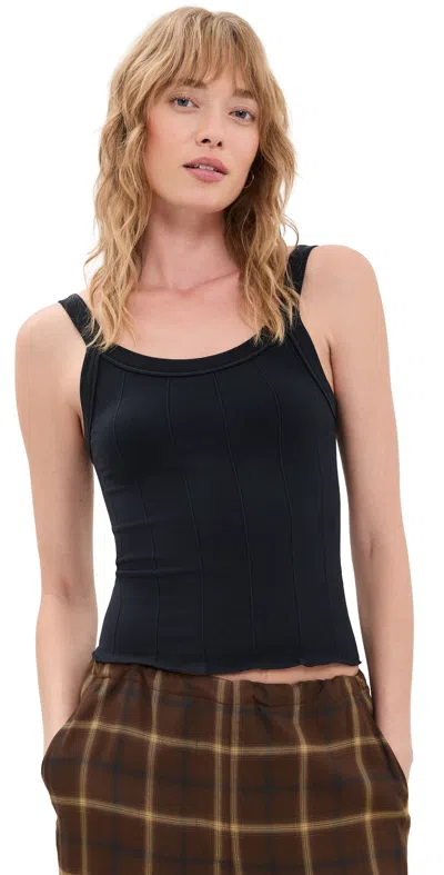 Free People So Soft Seamless Scoop Tank Black In Multi