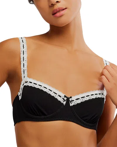 Free People So Sweet Balconette Underwire Bra In Black