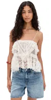 Free People Sofia Embroidered Mesh Tank Top In White