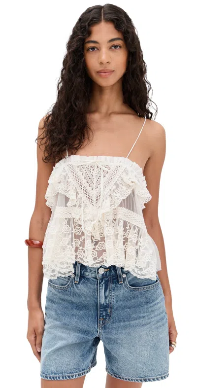 Free People Sofia Embroidered Tank Ivory In White