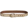 Free People Sola Studded Leather Belt In Stone Cold