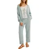 Free People Solar Cardigan & Pants Set In Blue