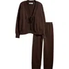 Free People Solar Cardigan & Pants Set In Chocolate