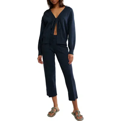 Free People Solar Cardigan & Pants Set In Navy