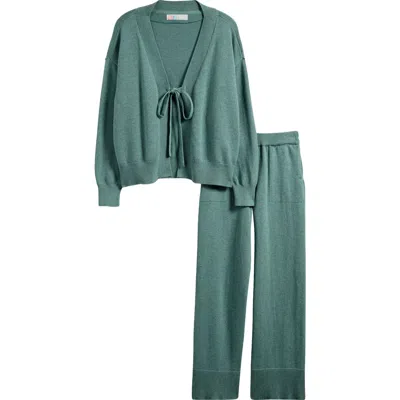 Free People Solar Cardigan & Pants Set In Pine Heater