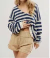 Free People Solor Baja Paperbag Waist Flare Cotton Shorts In Multi