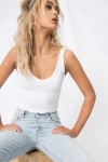 Free People Sleeveless Scoopneck Ribbed Cropped Tank In White