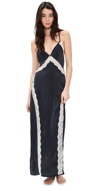 Free People Some Kind Of Love Lace Trim Open Back Nightgown In Black