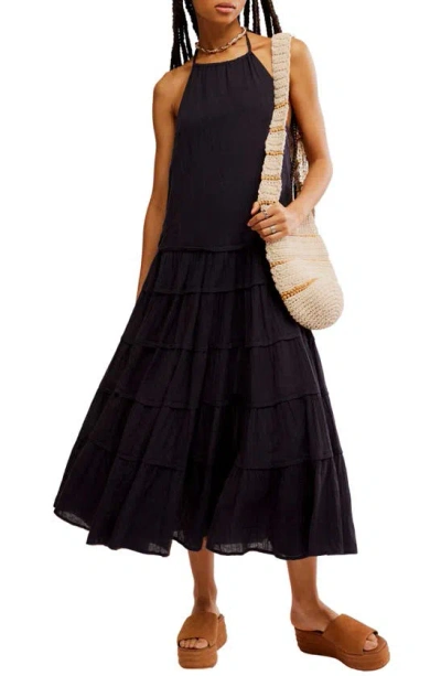 Free People Somewhere Sunny Halter Midi Dress In Black