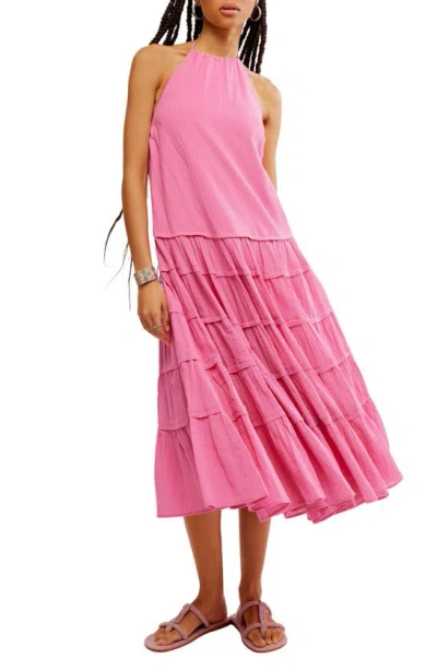 Free People Somewhere Sunny Halter Midi Dress In Pink