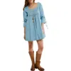 Free People Sonora Chambray Minidress In Blue