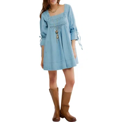 Free People Sonora Chambray Minidress In Blue