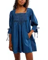 Free People Sonora Denim Mini Dress In Blue