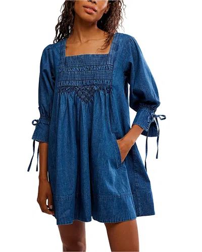 Free People Sonora Denim Mini Dress In Blue