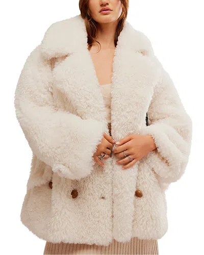 Free People Sophie Faux Fur Peacoat In White