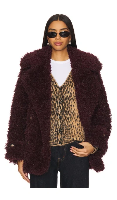 Free People Sophie Faux Fur Peacoat In Red