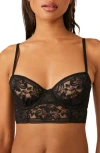 Free People Sorento Demi Longline Underwire Bra In Black