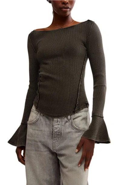 Free People Soul Sister Long Sleeve T-shirt In Black