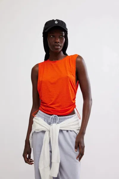 Free People Sport Mode Top Women's Orange Stretch Ruched Cropped Boho Gbo1796 In Multi