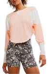 Free People Spotlight Colorblock Long Sleeve Top In Pastel Peach Combo