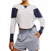 Free People Spotlight Colorblock Long Sleeve Top In White