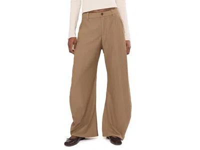 Free People Spotlight Menswear Barrel Trousers Women's Clothing Brown: 14 30, Viscose/polyester/elastane