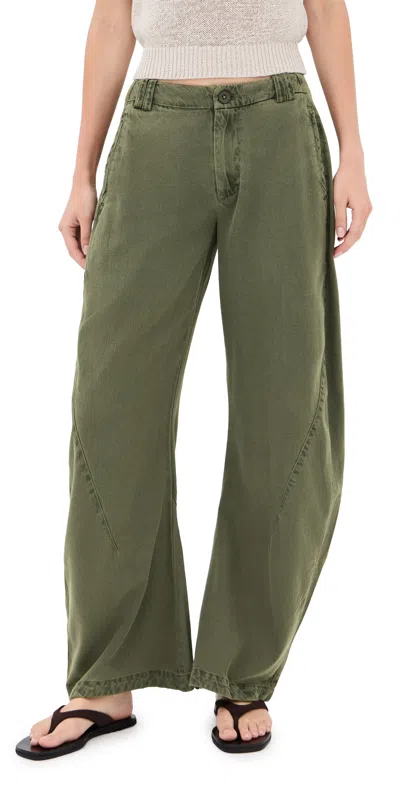 Free People Spotlight Washed Trousers Dusty Olive In Green
