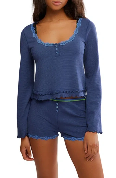 Free People Spring Break Shorts Pajamas In Blue