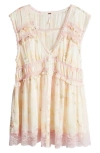 FREE PEOPLE SPRING FLING LACE TRIM MINIDRESS