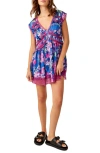 Free People Spring Fling Lace Trim Minidress In Royal