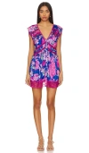 Free People Spring Fling Lace Trim Minidress In Royal