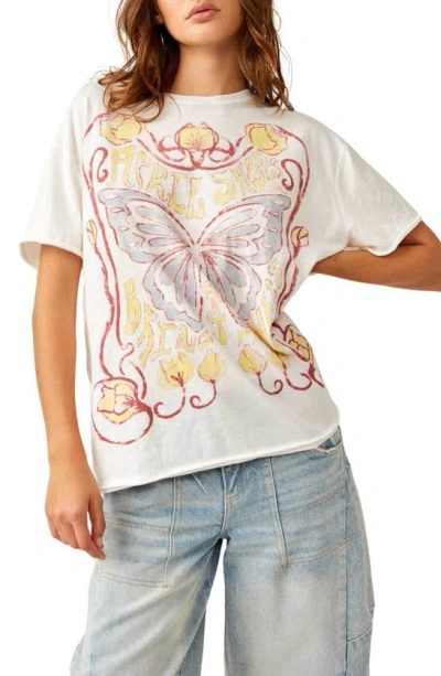 Free People Spring Showers Oversize Cotton Graphic T-shirt In Vintage White Combo