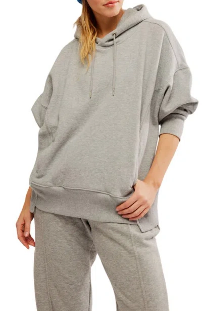 Free People Sprint To The Finish Oversize Cotton Blend Hoodie In Heather Grey