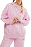 Free People Sprint To The Finish Oversize Cotton Blend Hoodie In Powder Pink