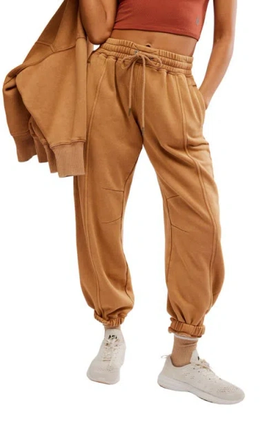 Free People Sprint To The Finish Seamed Sweatpants In Camel