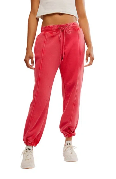 Free People Sprint To The Finish Seamed Sweatpants In Winter Berry
