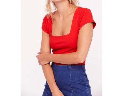 Free People Square Eyes Bodysuit In Bright Red
