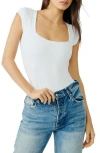 Free People Womens White Square Eyes Square-neck Stretch-jersey Body M In White