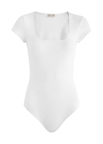Free People Square Eyes Stretch-jersey Bodysuit In White