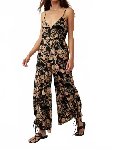 Free People Stand Out Printed Jumpsuit In Black