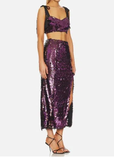 Free People Star Bright Sequin High Slit Fairy Midi Skirt In Purple In Multi