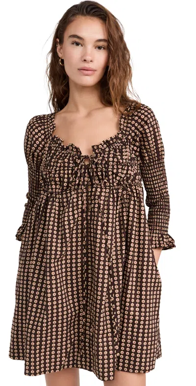 Free People Star Dip Mini Dress Black Combo