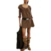 Free People Star Dip Tiered Smocked Button Front Cotton Dress In Black Combo