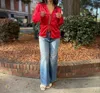 Free People Star Eyes Crinkle Satin Top In Red