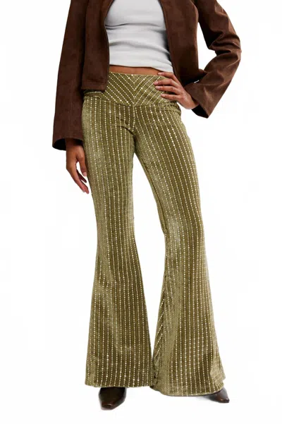 Free People Start Me Up Flare Pants In Green In Multi
