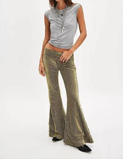 Free People Start Me Up Flare Pants In Mosstone In Brown
