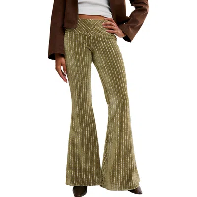 Free People Start Me Up Flare Pants In Mosstone In Multi