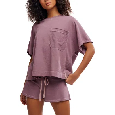 Free People Staycation Oversize Cotton Blend T-shirt In Purple
