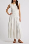 Free People Sterling Smocked Side Tie Maxi Dress In White