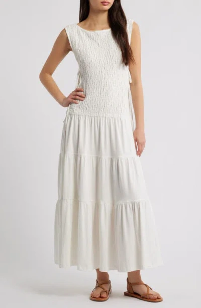 Free People Sterling Smocked Side Tie Maxi Dress In White